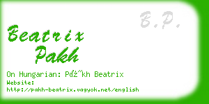 beatrix pakh business card